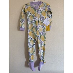 Burts Bees Organic Lemon Flower Yellow Purple Sleeper 18 M NWT